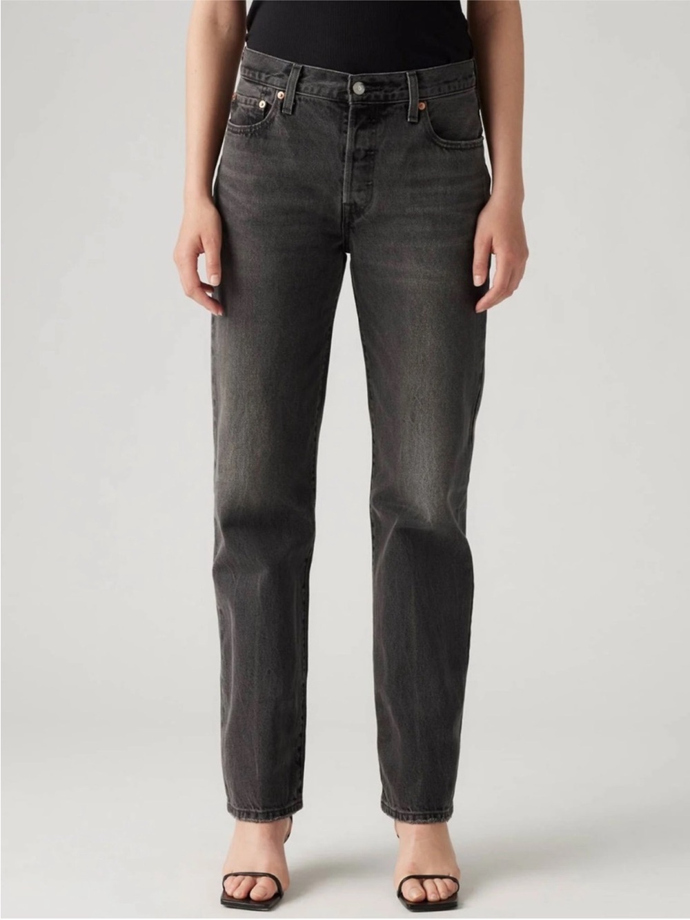Levi's 501 Straight Leg Jeans Grey Wash High Rise Button Fly Size 26